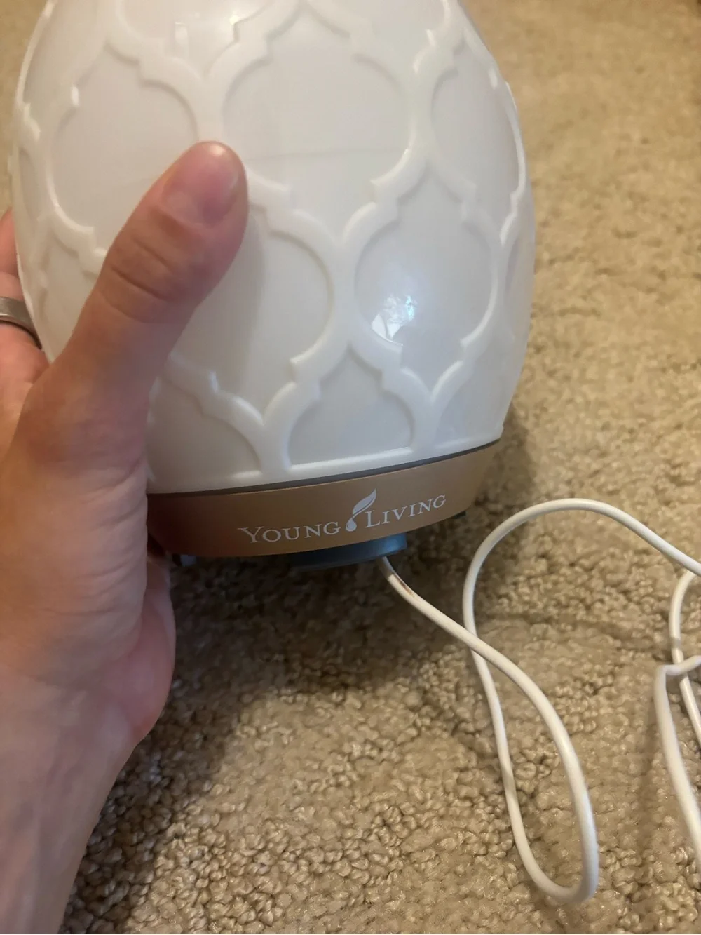Young Living White and Gold Mosaic Lantern Diffuser
